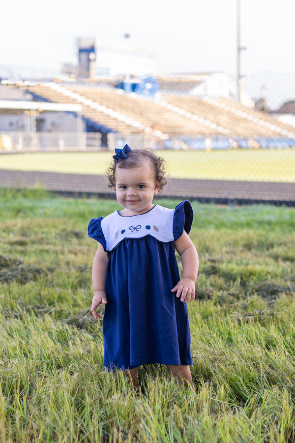 Team Spirit Scallop Dress- Navy