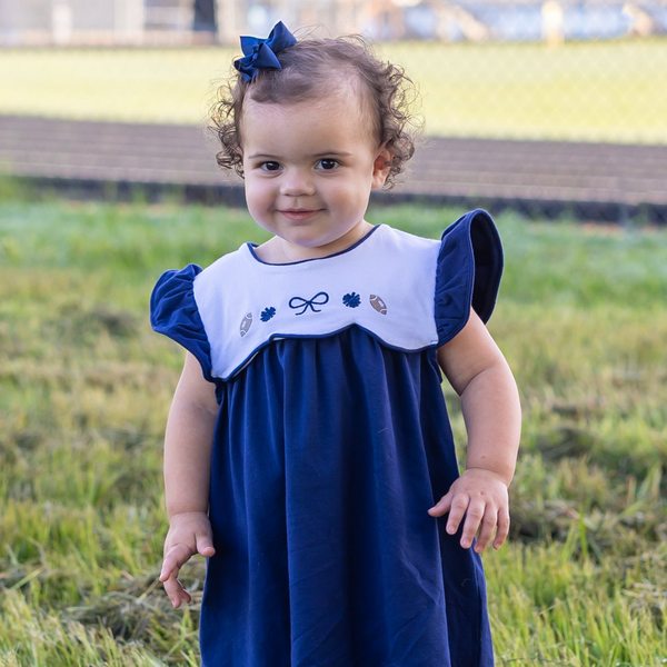 Team Spirit Scallop Dress- Navy