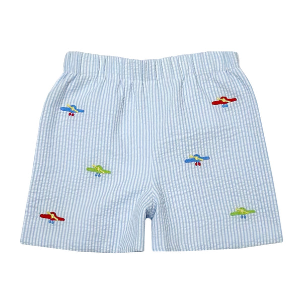 Airplane Leo Short- Lt. Blue Stripe