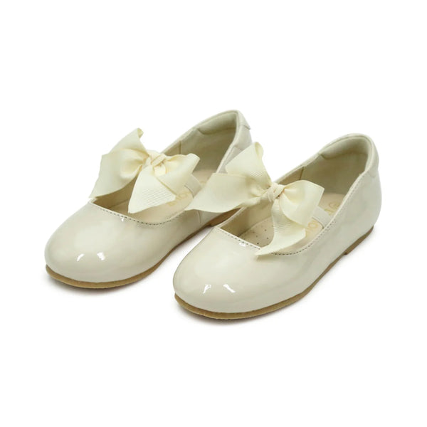 Amelia Bow Flat- Patent Cream