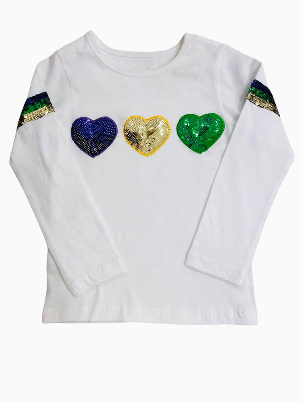 Mardi Gras Sequin Hearts Shirt