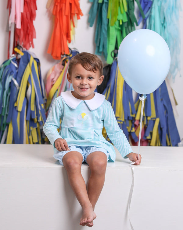 Balloon Embroidery Bloomer Set- Light Blue