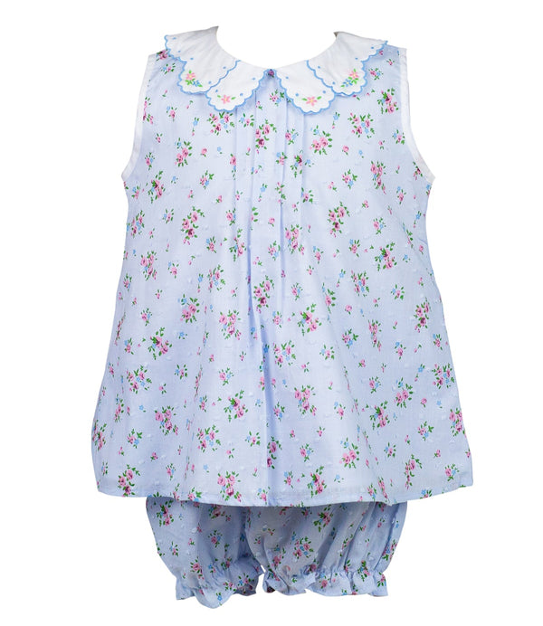 Bea Blue Floral Dotted Swiss Bloomer Set