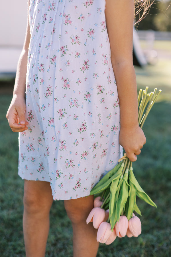 Bea Blue Floral Dotted- Swiss Dress