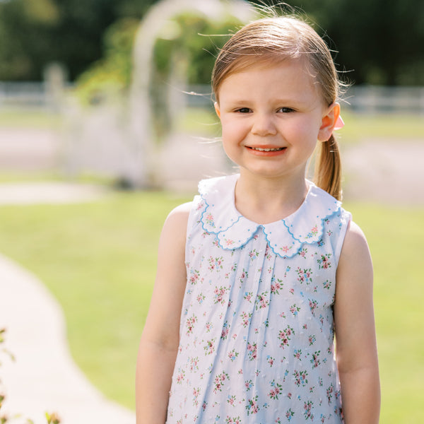 Bea Blue Floral Dotted Swiss Bloomer Set