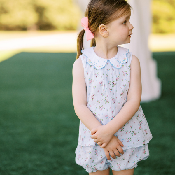 Bea Blue Floral Dotted Swiss Bloomer Set