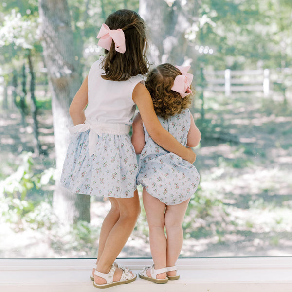 Bea Blue Floral Dotted- Swiss Skirt