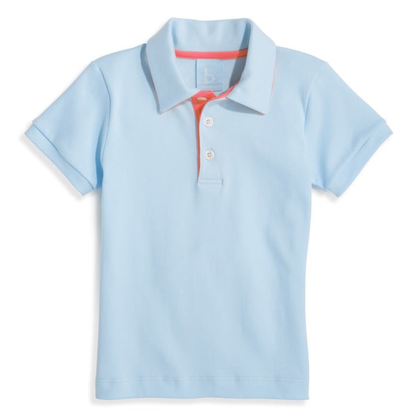 Contrast Trim Pima Polo- Blue w/ Coral