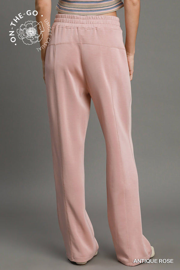 Crew Neck Pants Set- Antique Rose