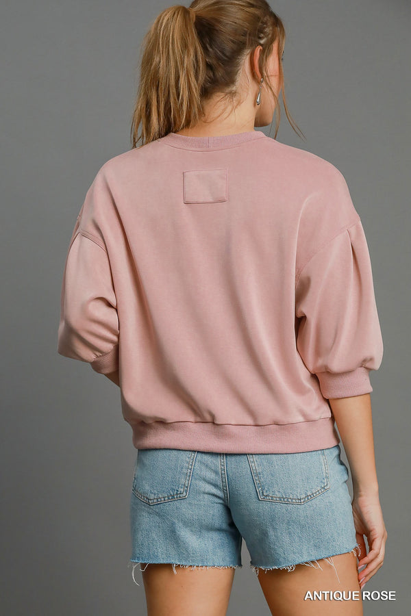 Crew Neck Top- Antique Rose