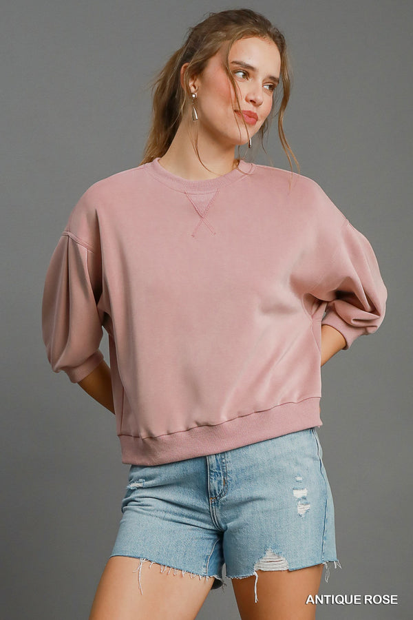 Crew Neck Top- Antique Rose