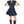 Ruffled Scalloped Sleeved Dress- Navy