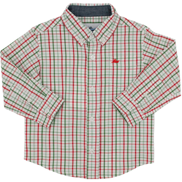 LS Dress Shirt- Red/Green