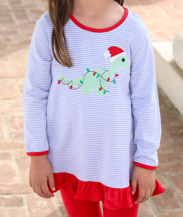 Christmas Dino Ruffle Pants Set