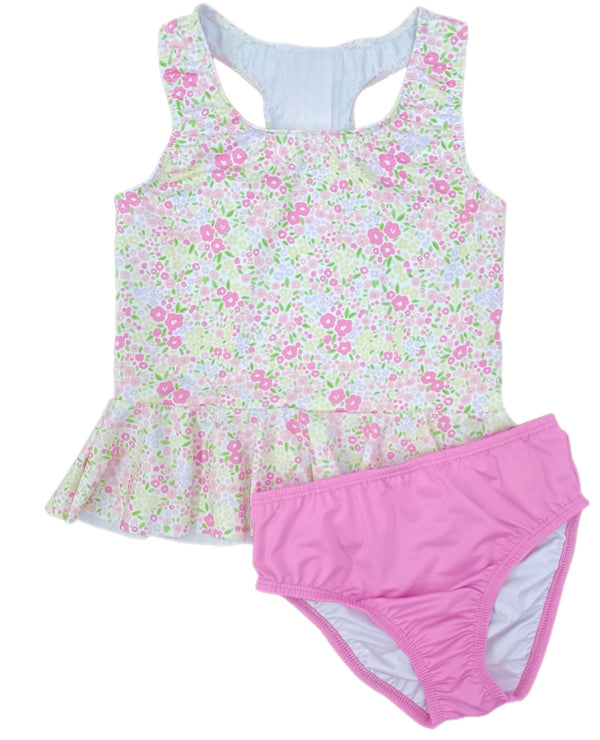 Collette Peplum Swimsuit- Fuchsia Floral