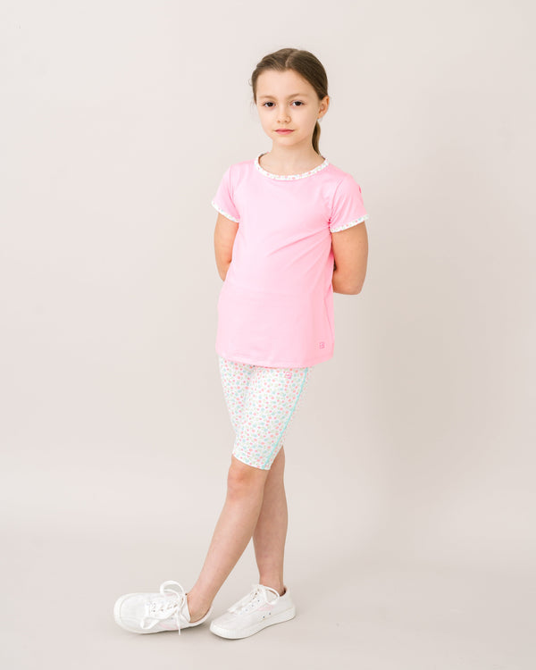 Bridget Basic Tee- Flamingo Pink, Petal Pop Floral