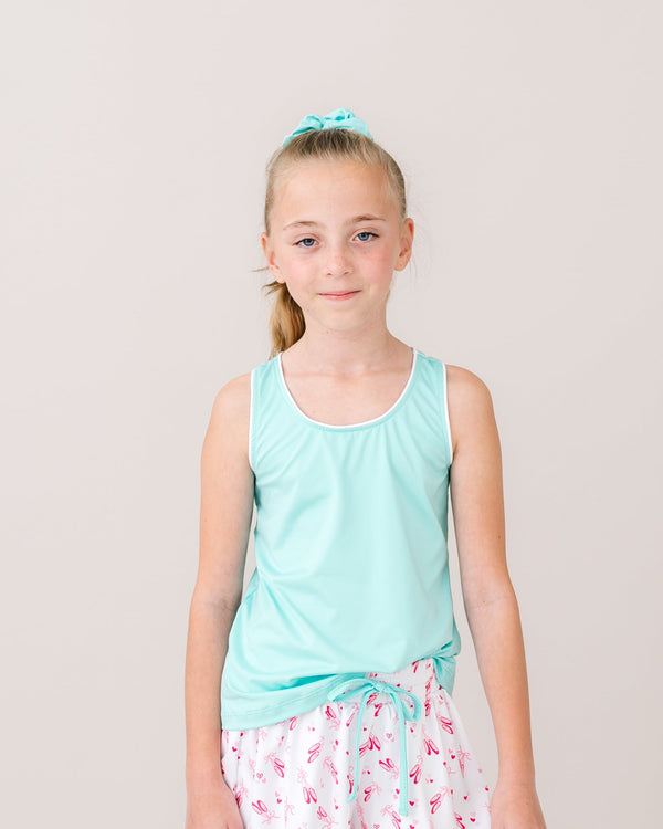 Riley Tank- Totally Turquoise, Pure Coconut