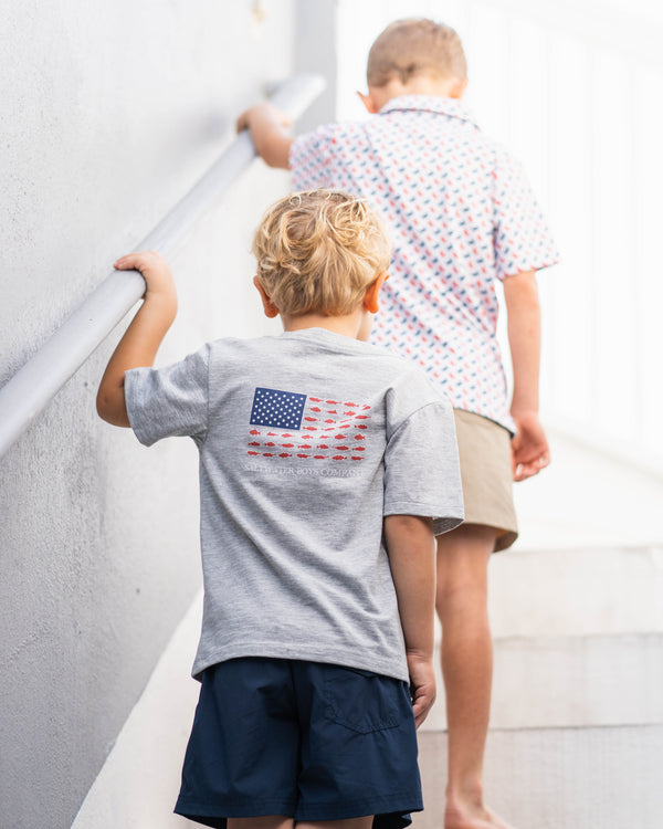 Flag SS Graphic Tee- Grey Heather