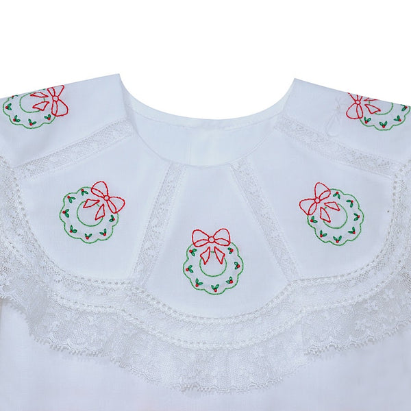 Clara Marie Dress- Christmas Embroidery Wreath