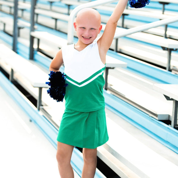 Cheer Uniform Skort Set- Kelly Green/White