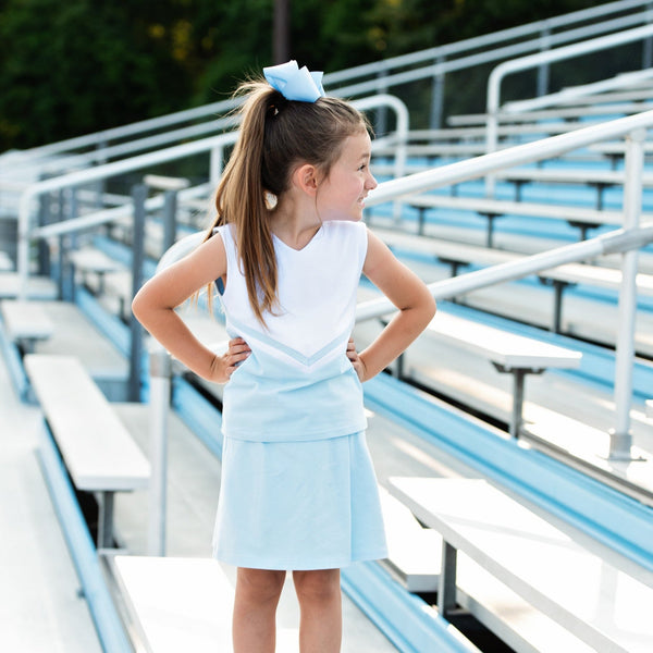 Cheer Uniform Skort Set- Light Blue/White