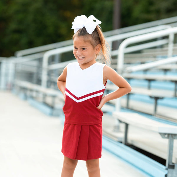 Cheer Uniform Skort Set- Crimson/White