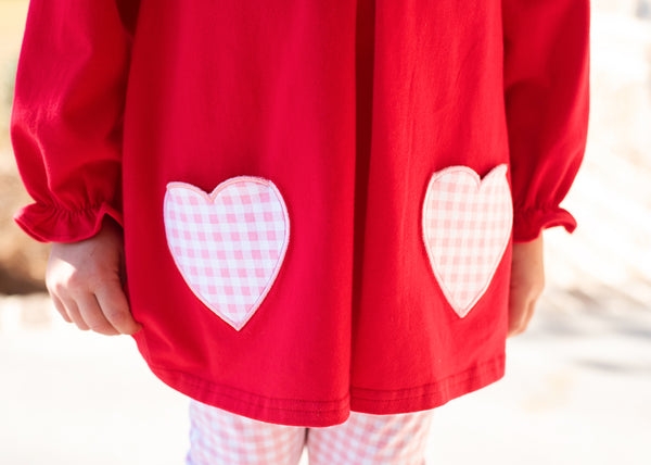 Heart Pockets Applique Pants Set