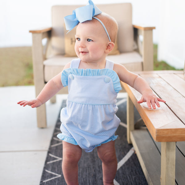 Lucy Sunsuit- Light Blue Stripe