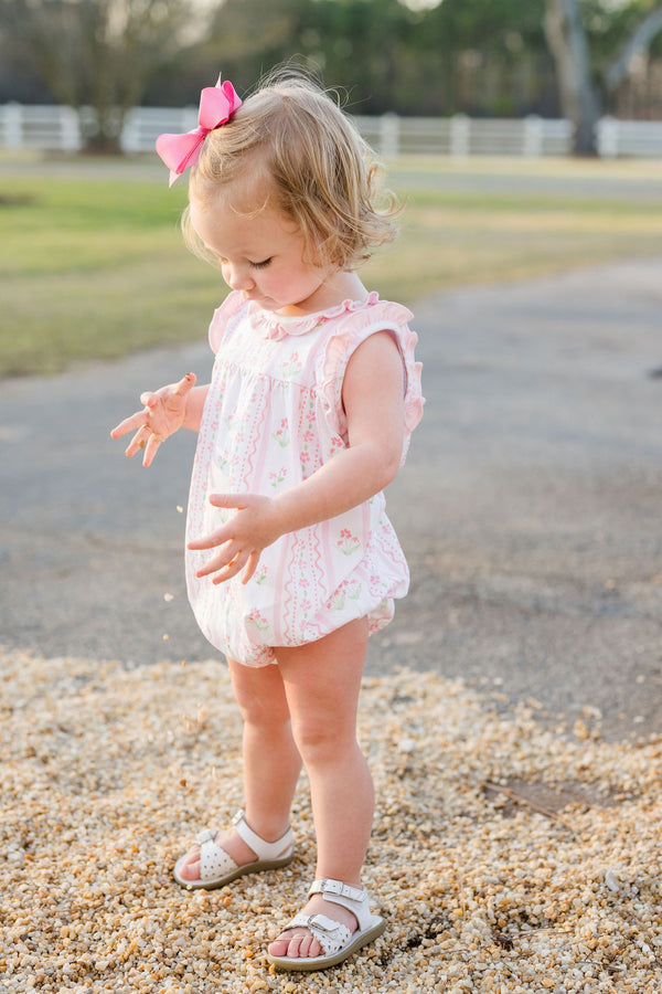 Pink Floral Scallop Knit Rosie Bubble