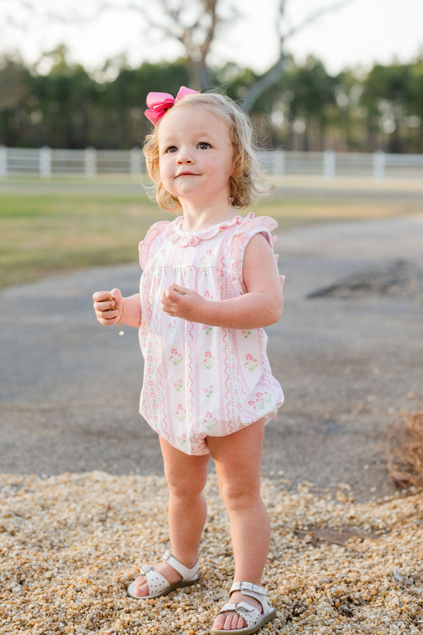 Pink Floral Scallop Knit Rosie Bubble