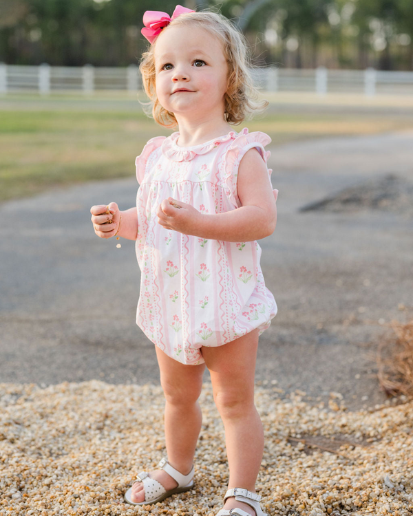 Pink Floral Scallop Knit Rosie Bubble