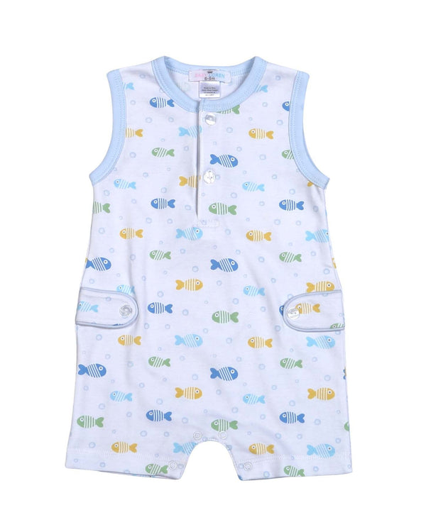 Blue Bubble Buddies Pima Romper