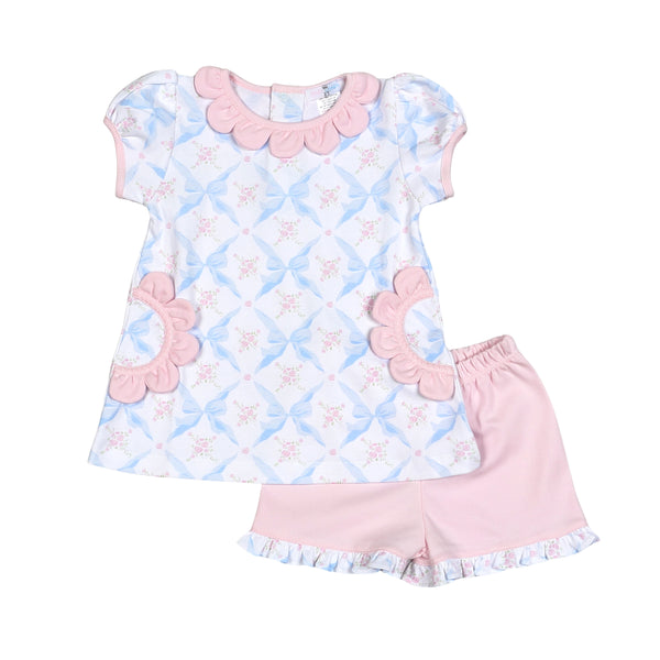 Blue Bows Pima Short Set