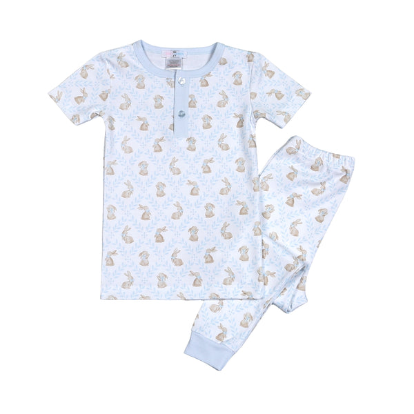 Easter Bunnies Pima Two Piece Set- Blue