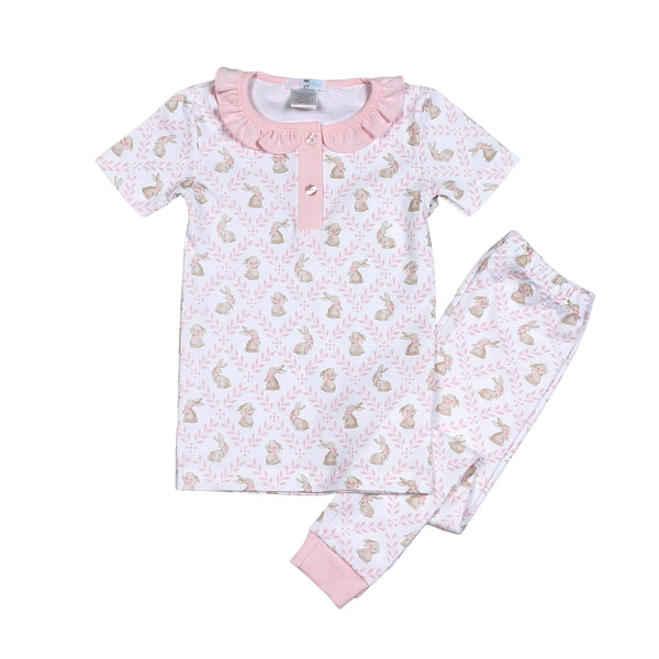 Easter Bunnies Pima Two Piece Set- Pink