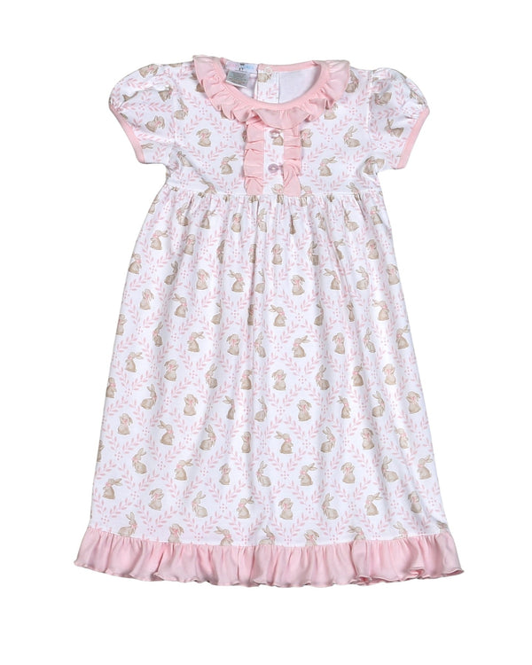 Easter Bunnies Pima Morning Dress- Pink