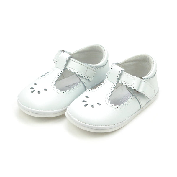 Dottie Scalloped T-Strap Mary Jane - White