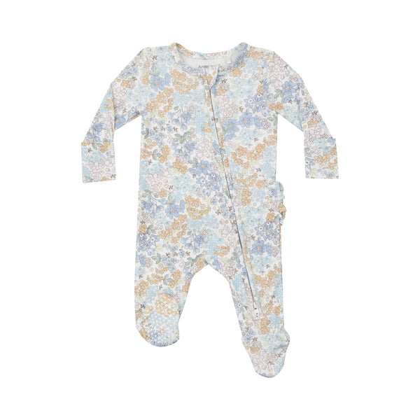 Edith's Floral- 2 Way Zipper Ruffle Footie