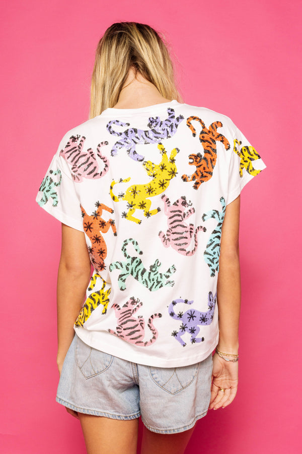 White Rainbow Crawling Tiger Tee- (Women's)