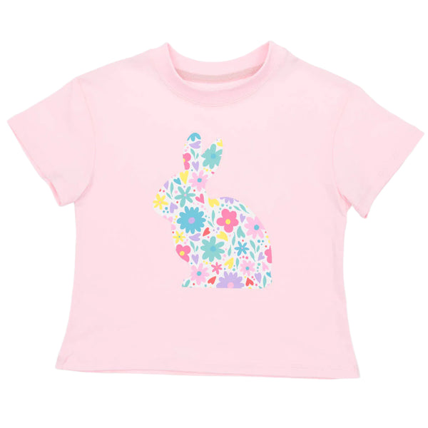 Floral Easter Bunny Boxy T- Light Pink