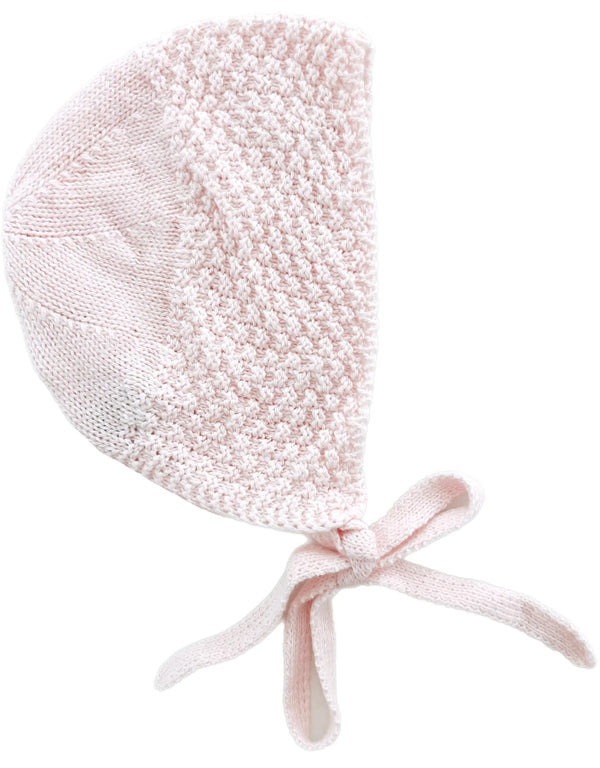 Bonnet W/ Rice Stitch- Pink