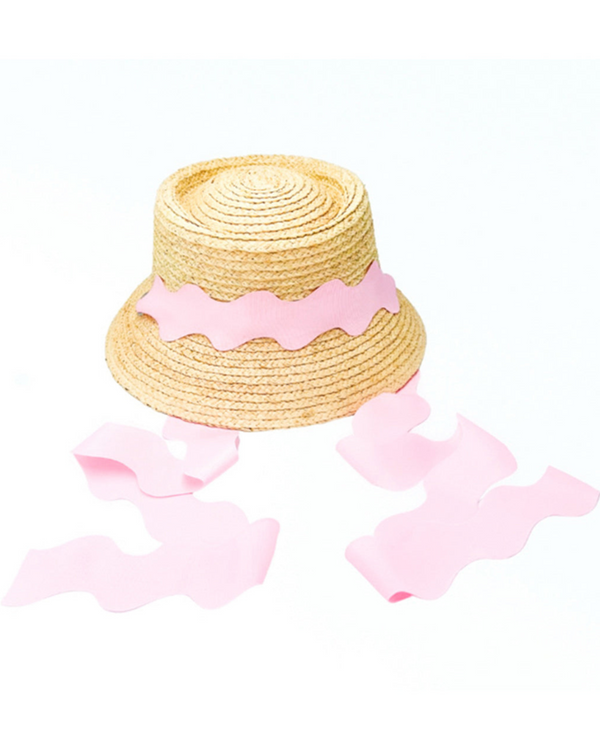 Harbor Hat w/ Pink Scalloped Ribbon