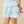 Crochet Trimmed Smocked Layered Skirt- Light Blue