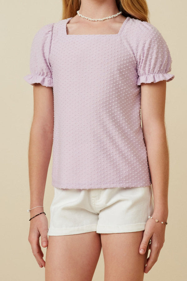 Knit Swiss Dot Square Neck Tee