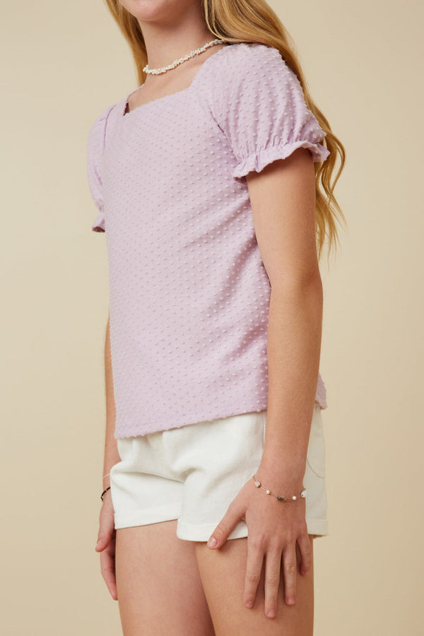 Knit Swiss Dot Square Neck Tee