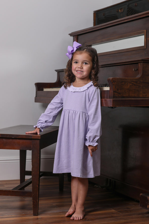 Georgia Dress- Lavender Stripe