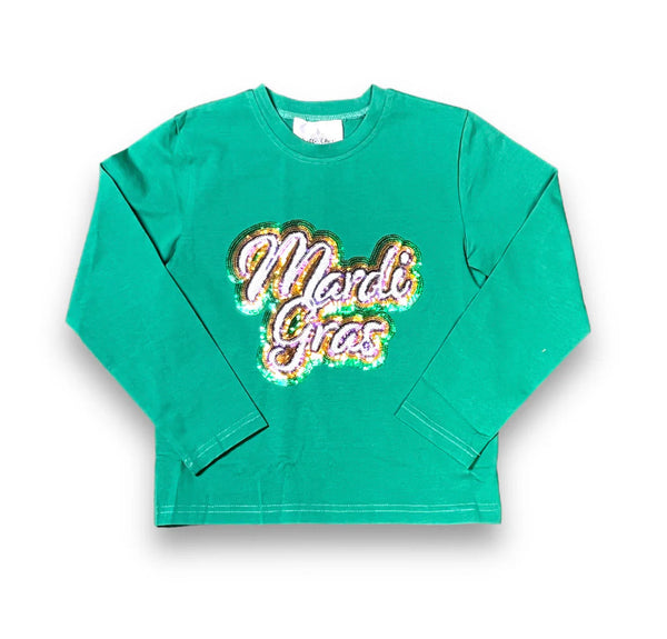 Green Mardi Gras Sequin Shirt