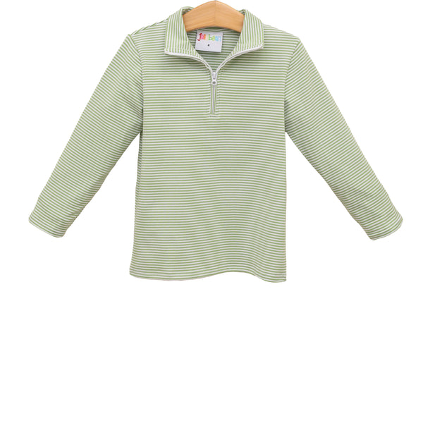 Knit Pullover- Moss Green Stripe