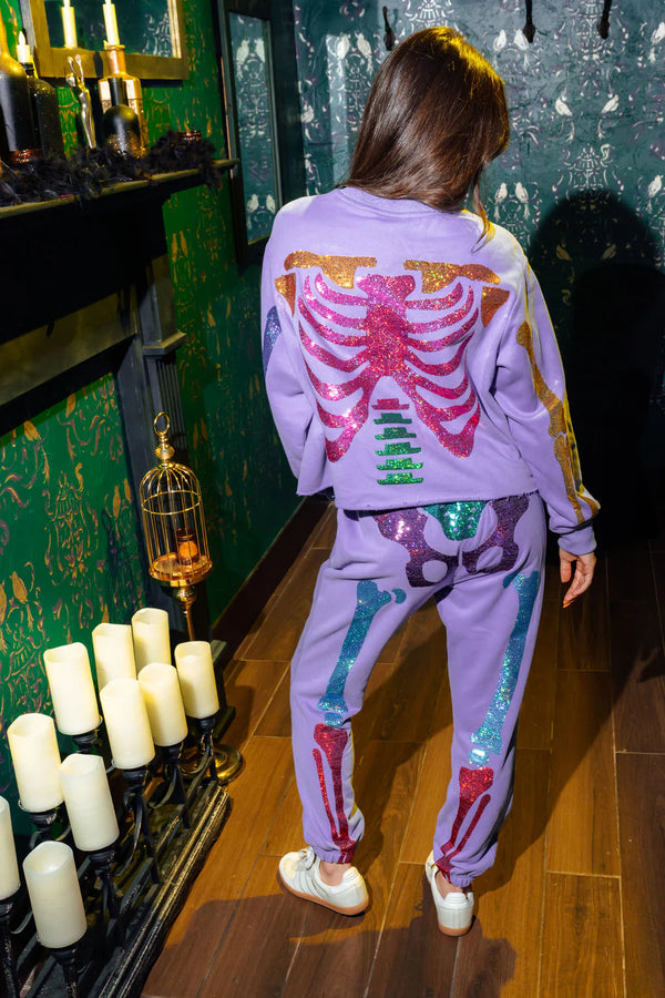 Purple Multi Skeleton Sweatshirt- Women's