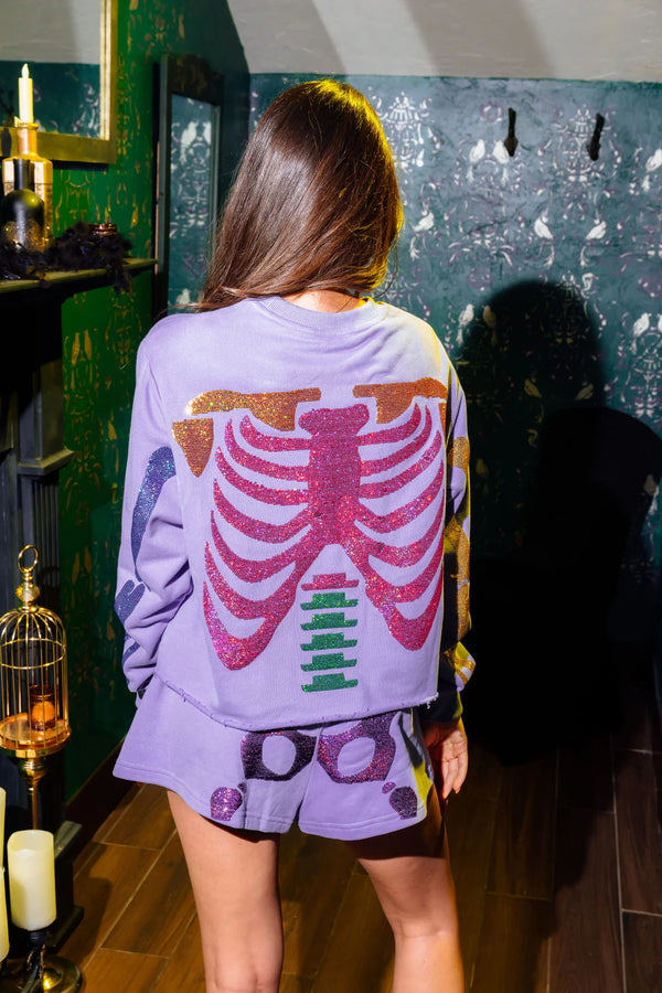 Purple Multi Skeleton Sweatshirt- Women's